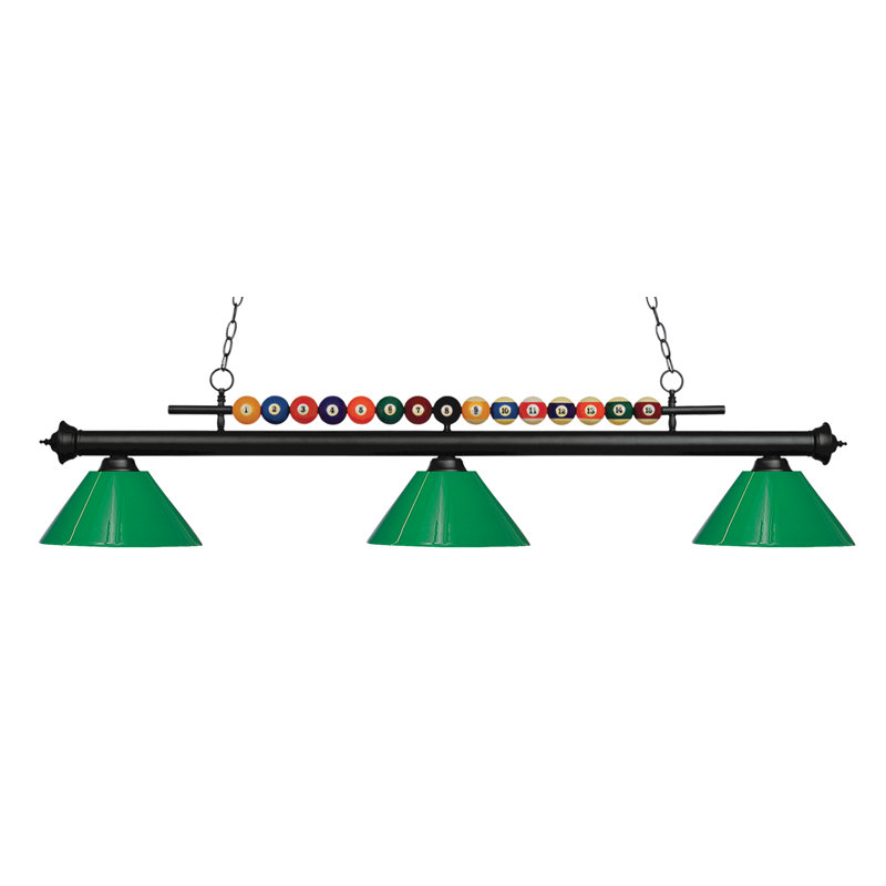 Luminaire suspendu linéaire pour table de billard 3 lumières Chapa, Noir mat