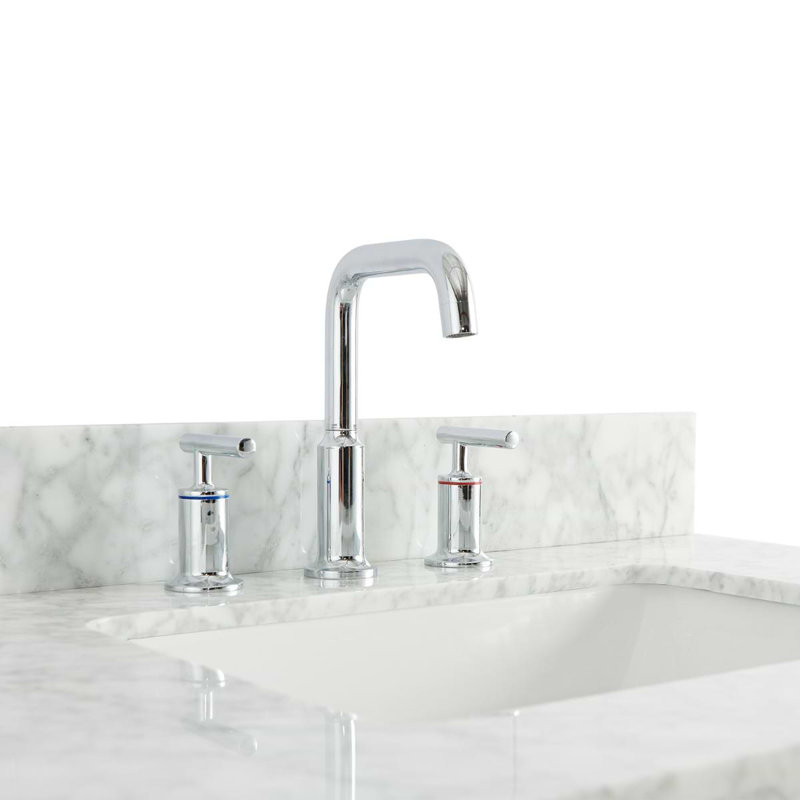 Sheraton 30" Freestanding Standard Single Bathroom Vanity with Top, White, Brushed Nickel