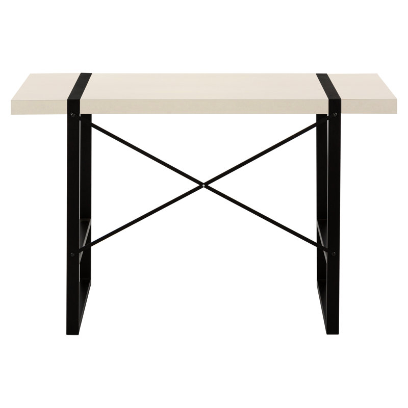 Bureau d'écriture contemporain pour espace de bureau à domicile - l 48 po stratifié beige avec pieds en métal noir stable travail moderne l 49 po taupe