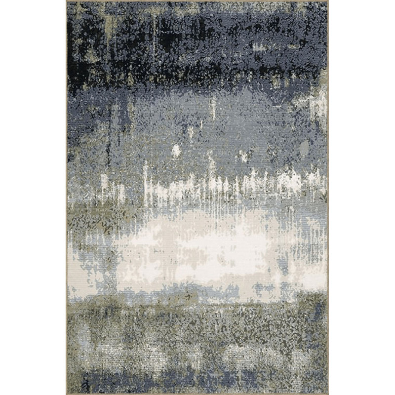 Tapis bleu délavé à motif abstrait et créatif, Carré 3 pi 3 po
