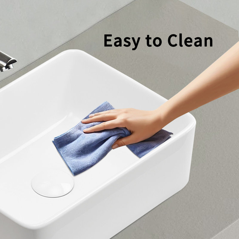 TOPCRAFT 15.75" L White Rectangular Bathroom Ceramic Sink Vanity Basin