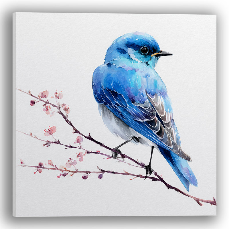 Art mural sur toile perchée Bluebird Blossom, 30"W x 30"H x 1.5"D