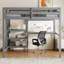 Lit mezzanine simple en bois avec bureau, tablettes et tableau d'écriture - Gris