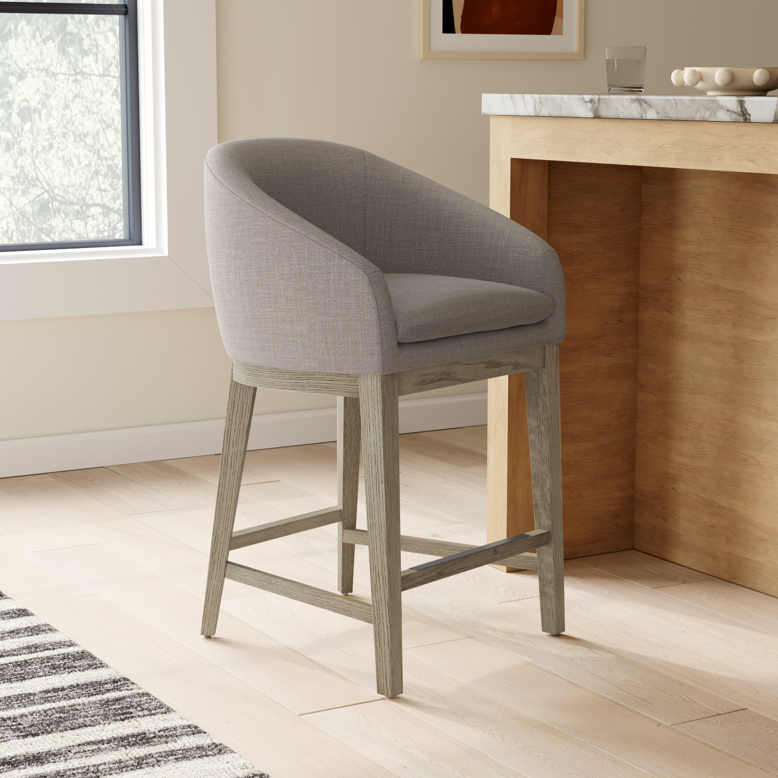 Bethea 26" Bar Stool, Effie Flint/Linen