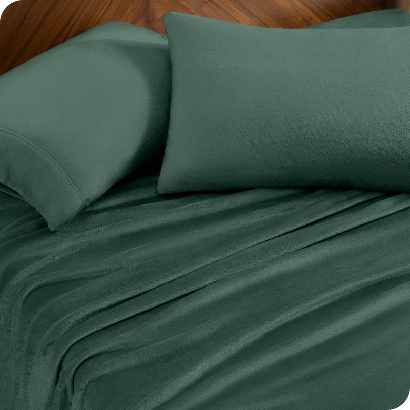 Forest Green Twin Microplush Deep Pocket Sheet Set