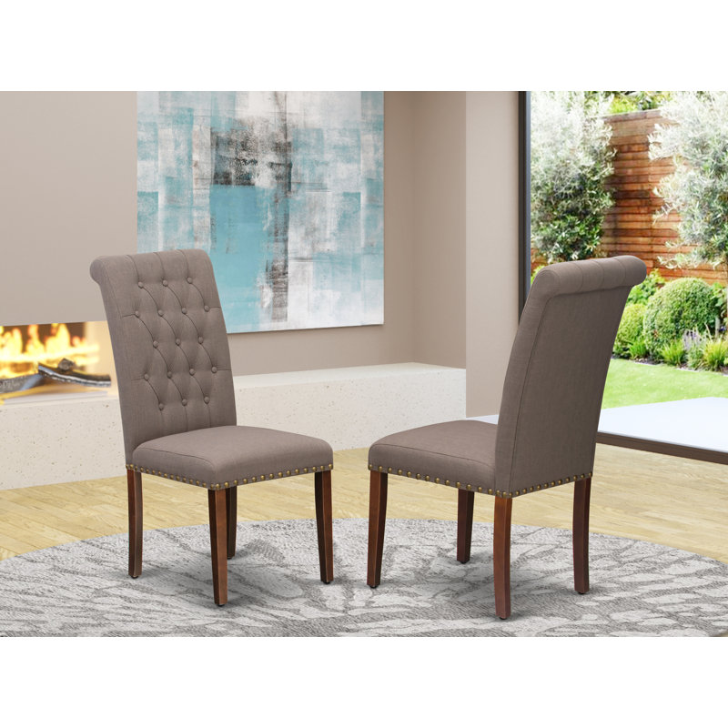 Anglers 18'' H Fabric Upholstered Parsons Chair, Dark Coffee, Mahogany