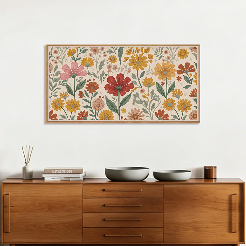 Grand art mural encadré sur toile Boho