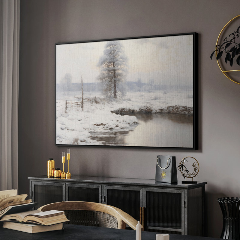 Paysage rétro-xv, H 25 po x l 37 po x P 2 po, Toile avec cadre flottant noir