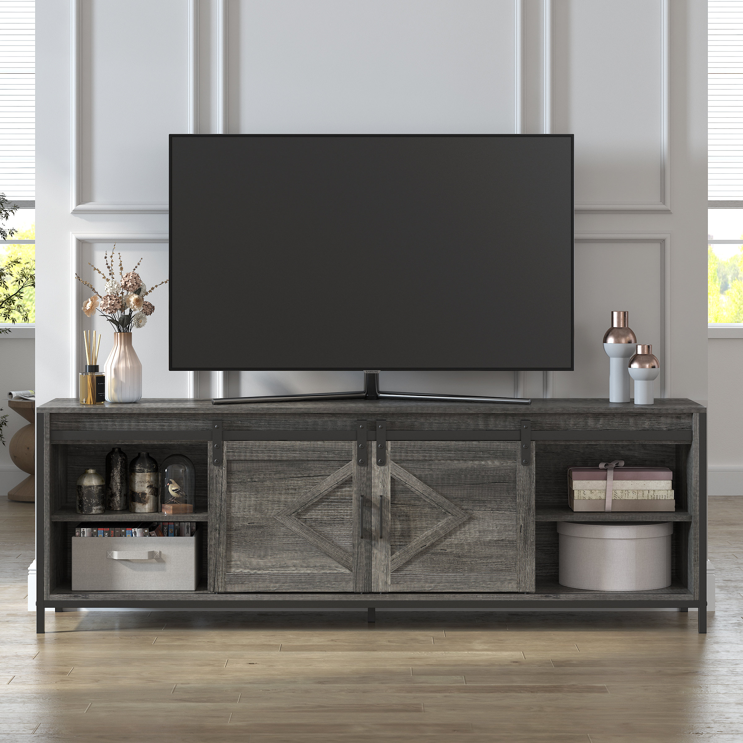 Gracie oaks allen solid wood tv deals stand for tvs up to 60 inches