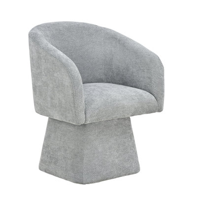 Swivel Barrel Accent Chair, Upholstered Chenille Dining Chair, Deep Cushioned Seat