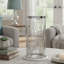 Porte-bougie décoratif Gsy, patchwork argent et blanc, verre de 12 pouces
