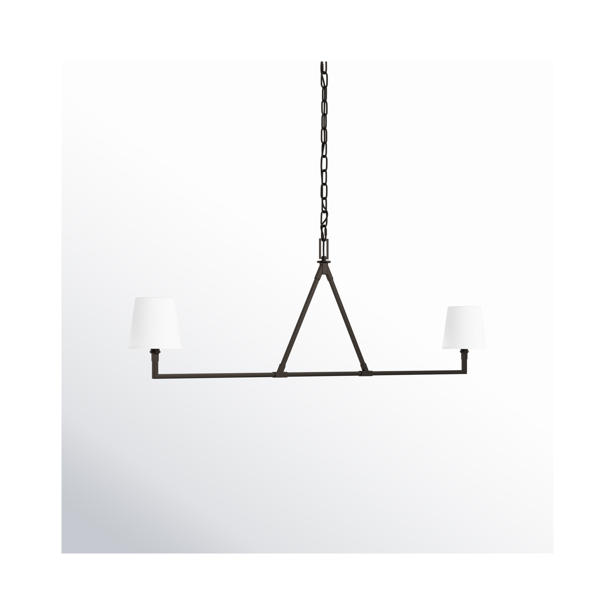 2 - Light Metal Dimmable Linear Chandelier, Aged Iron