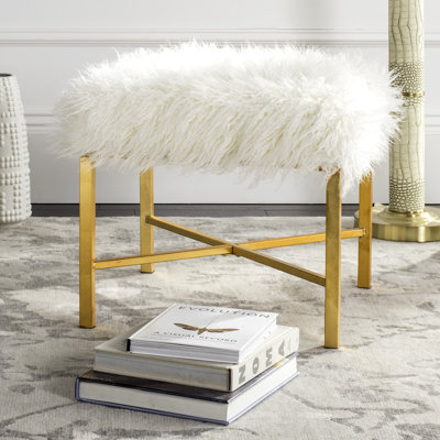Abraham Faux Sheepskin X- Square Bench