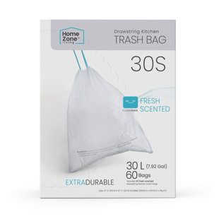 8 Gal. 0.9 Mil White Trash Bags 20 in. x 29 in. Pack of 90 for Bathroom,  Bedroom, Office and Kitchen