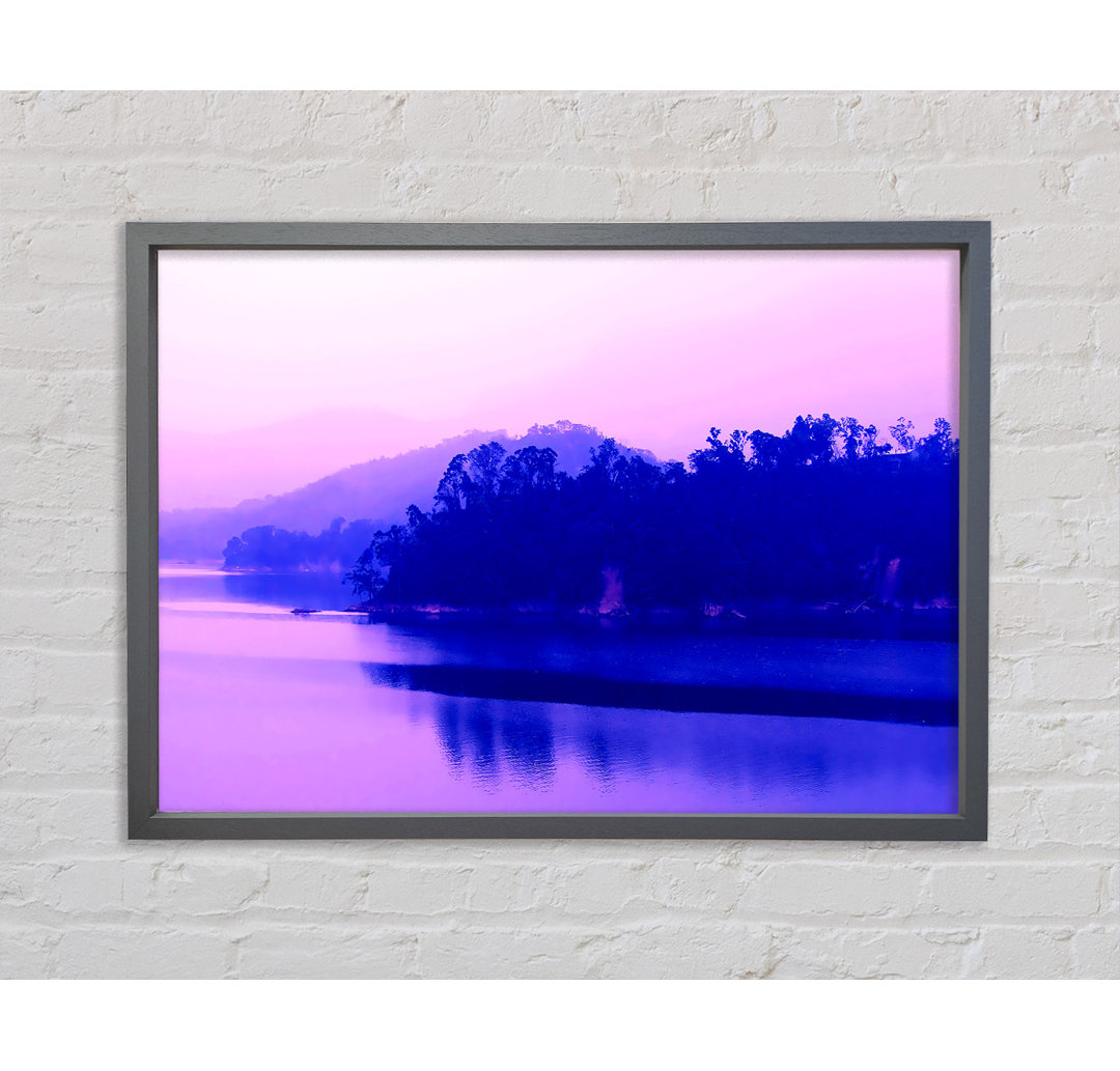 Pink Blue Lake Serine - Einzelner Bilderrahmen Kunstdrucke auf Leinwand