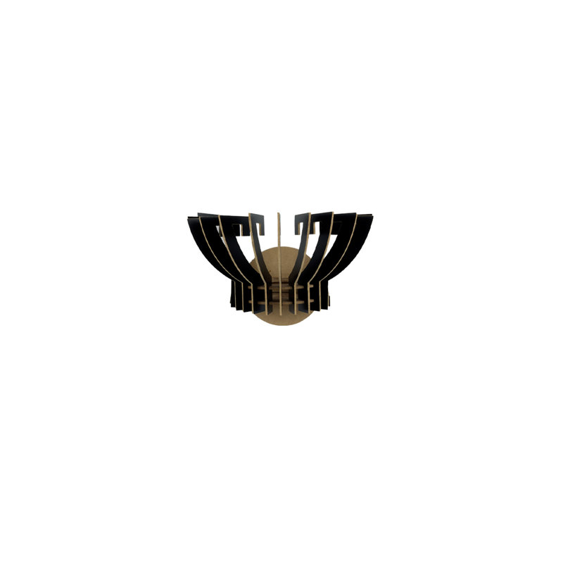 Elegant Black Wall Lamp, Crown Sconce Design, 5.9 x 12.6 x 8.7 inches | Durable MDF Body, E27 Socket Max 40W | Perfect for Living Room, Bedroom, or Hallway, Stylish Lighting Solution & Space Enhancer