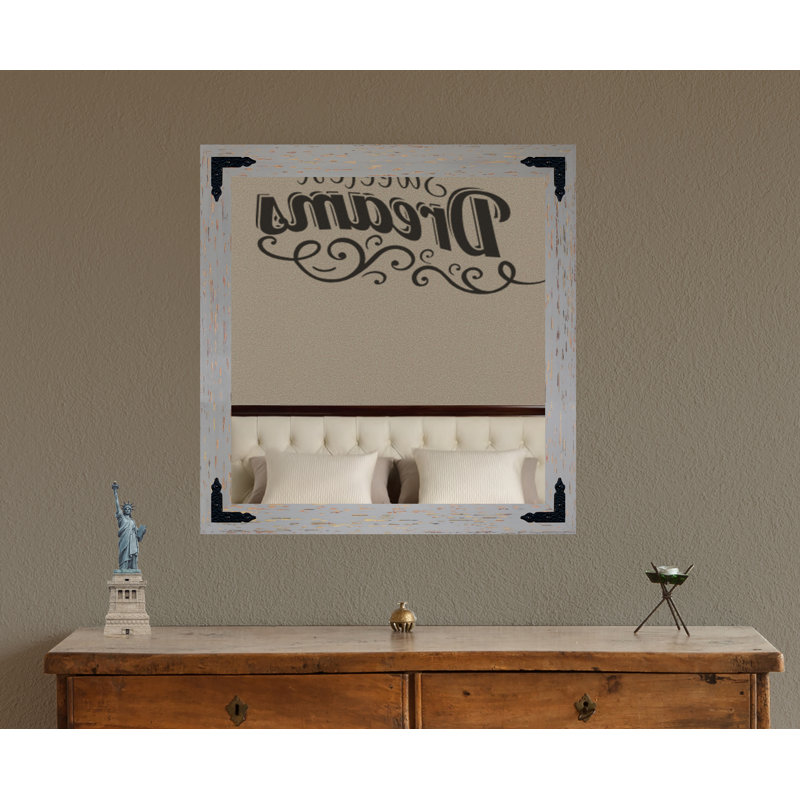 Karp Solid Wood Flat Wall Mirror, 32" x 32", Gray/Red