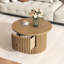 Table basse rustique moderne avec tiroirs et lattes verticales stables
