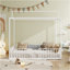 Lit convertible en métal 3 en 1 Montessori, lit pour tout-petits clôturé avec support en lattes de métal robuste, lit à baldaquin de conception minimaliste moderne Funland, assemblage facile, taille simple, blanc
