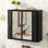 Armoire de rangement de salle de bain noire avec 2 miroirs et une tablette ouverte, style contemporain américain, thermolaquée, 8,2 po de largeur, compartiment à miroir de 23,16 po de hauteur, conception en métal, 28,02 profondeur, 29,1 lb