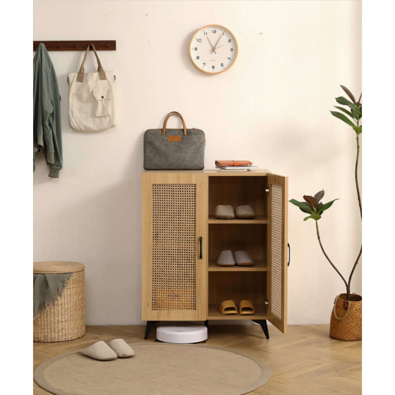 Armoire de rangement en rotin naturel double