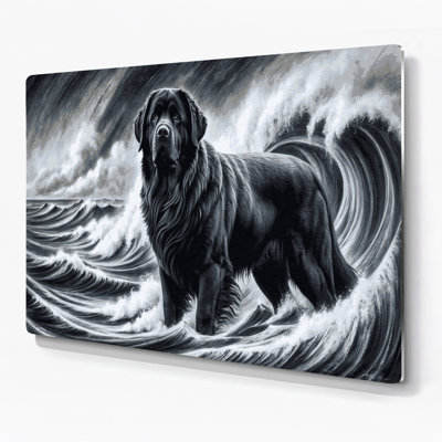 Chiens de Terre-Neuve, art mural en métal noir