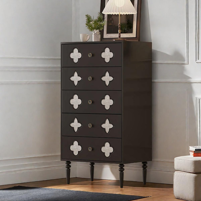 Modern Simple Black Solid Wood Accent Chest