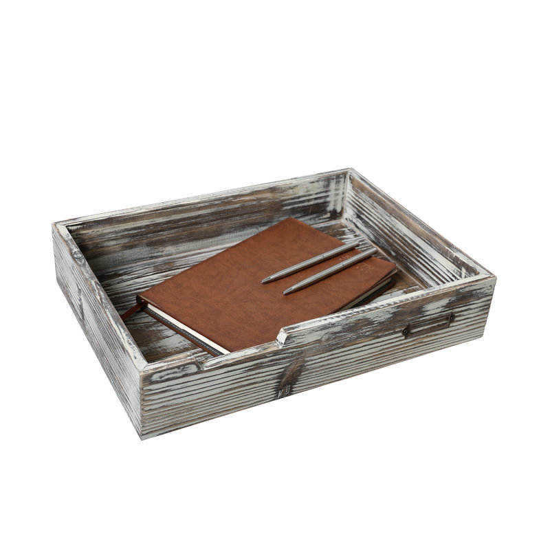 Palmerton Wooden Stackable Serving Tray Paper Organiser, Torched Wood