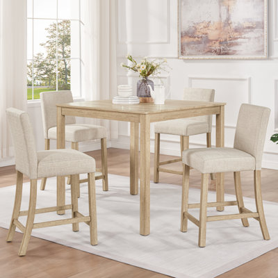 Aspect 5-Piece Square Counter Height Dining Table Set with Upholstered Chairs for 4