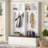 Farmhouse 4-in-1 Hall Tree with Wood Grain Bench, Mudroom Versatile Coat Rack, and Large Drawers for Entryway Organization-129333378