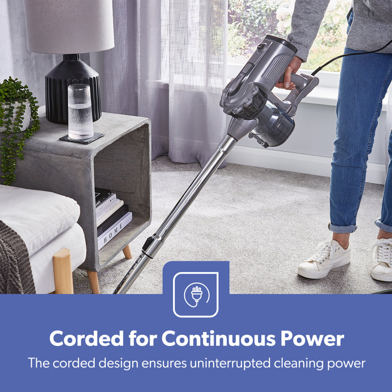 GEEPAS Upright Vacuum Cleaner | 2-in-1 Corded Stick & Handheld Vacuum 240V for Carpet Hard Floor | Bagless HEPA Filter Lightweight Wall Mounted Cyclonic Suction 5m Power Cord | 600W Black