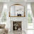 Retro Engraved Bathroom Mirror, Arched Wall Mirror-287107978-287107979