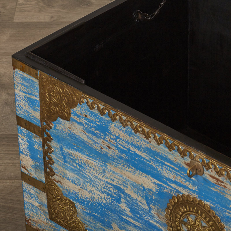 Neela Painted Brass Inlay Storage Trunk