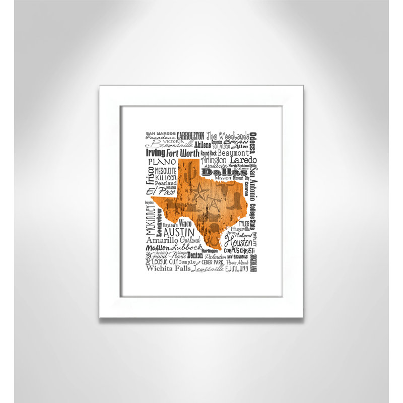 «State Your Name Texas», cadre photo, Blanc mat, H 27 po x l 23 po x P 1,13 po