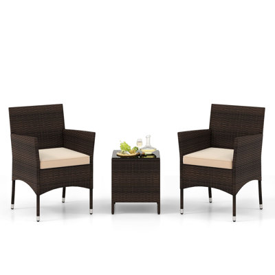 Wicker 2 - Person Garden Lounge Set with Cushions