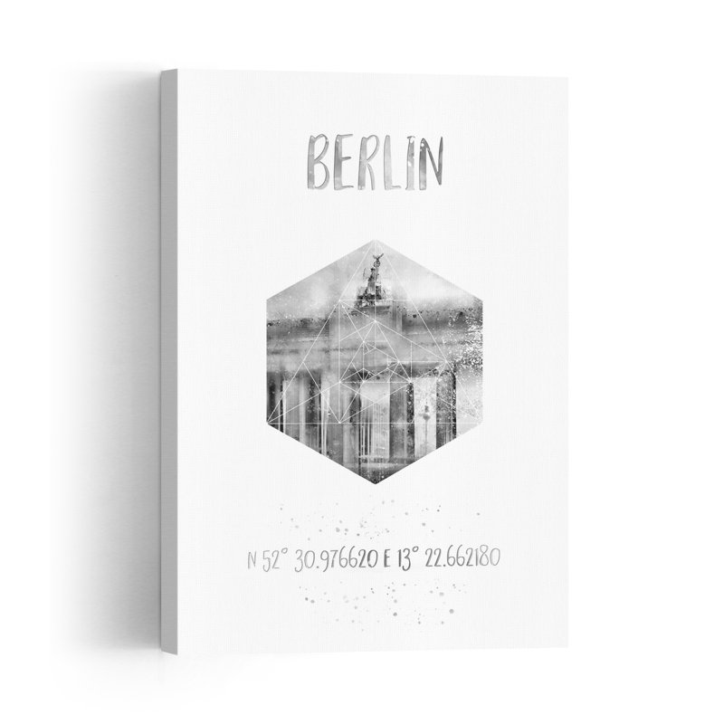 Porte de Brandebourg géométrique, Berlin, affiche murale abstraite et moderne représentant une ville géométrique.