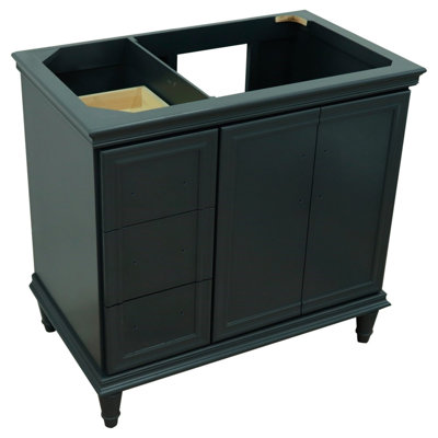36 in. Single Vanity in Dark Gray Finish- Right Door- Cabinet Only- Black Handles