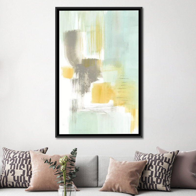 « spa aquarelle abstract ii », impression sur toile, H 26 po x l 18 po x P 1,5 po, Toile avec cadre noir, Pas de tapis