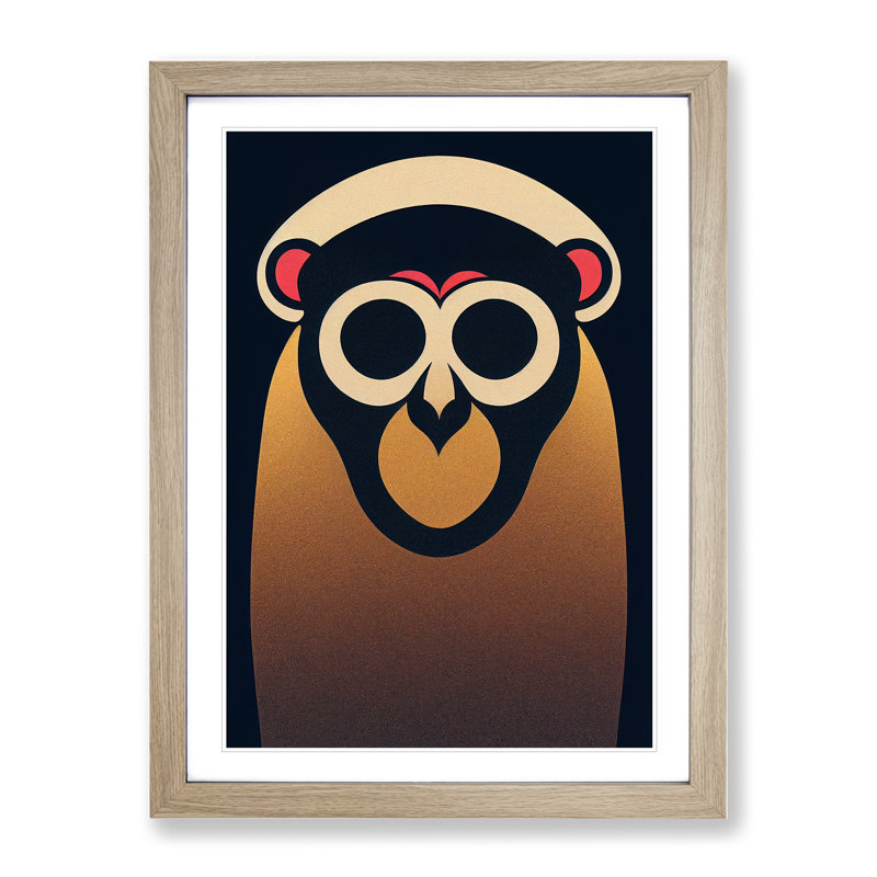 Monkey in Abstract No.3 - Wall Art, 64cm H x 46cm W x 2cm D, Oak Framed