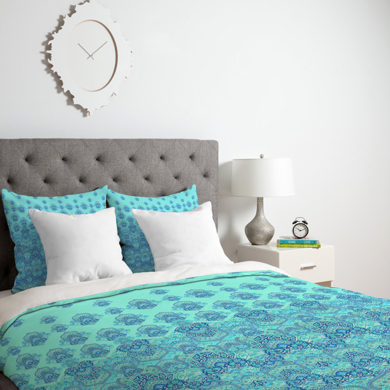 Housse de couette Blooms, Bleu, Housse de couette pour grand lit