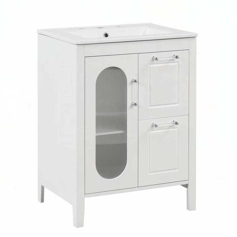 24" Bathroom Vanity with Sink, White