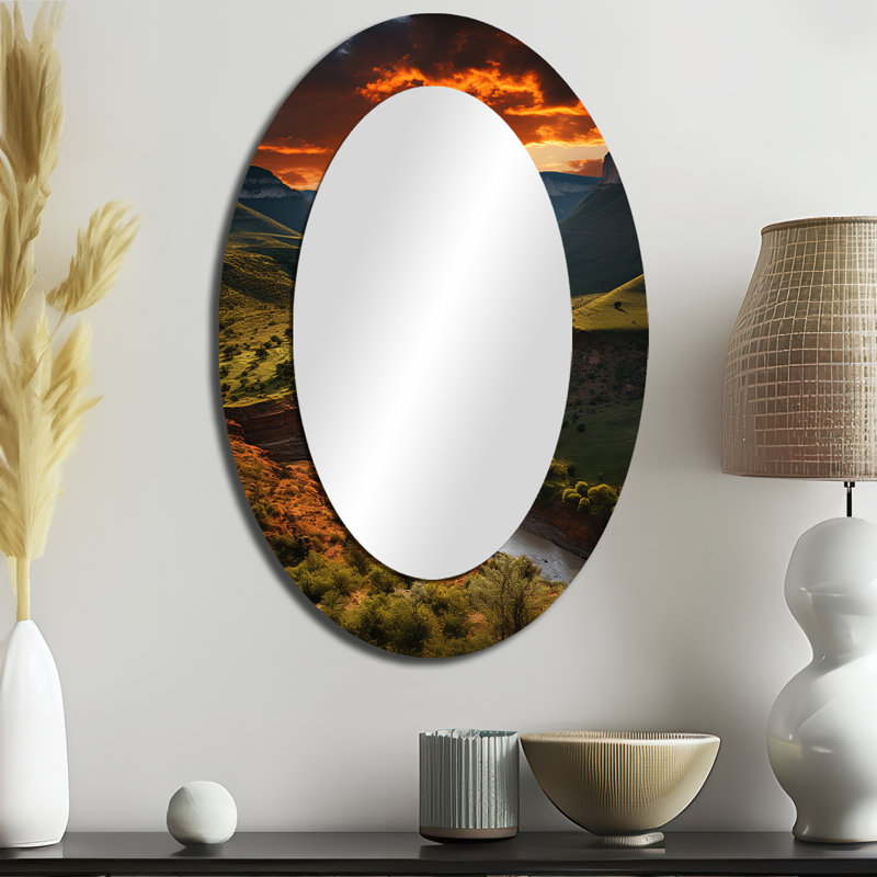 Texas Texas Sunset Ultra-Large Angle Landscape II - Miroir mural traditionnel, 36 po x 24 po