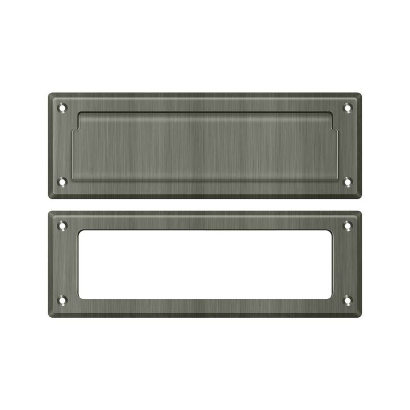 Brass Mail Slot, Antique Nickel, 2.875" H x 8.875" W x 0.5" D