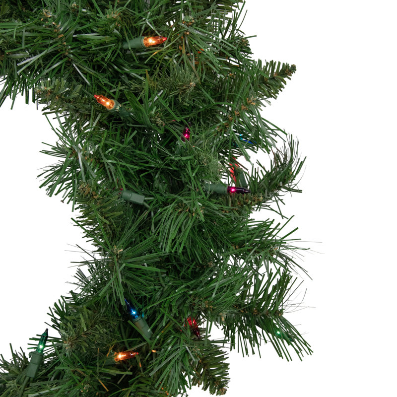 Guirlande de Noël artificielle pré-éclairée en pin 24 po avec lumières multicolores Chatham