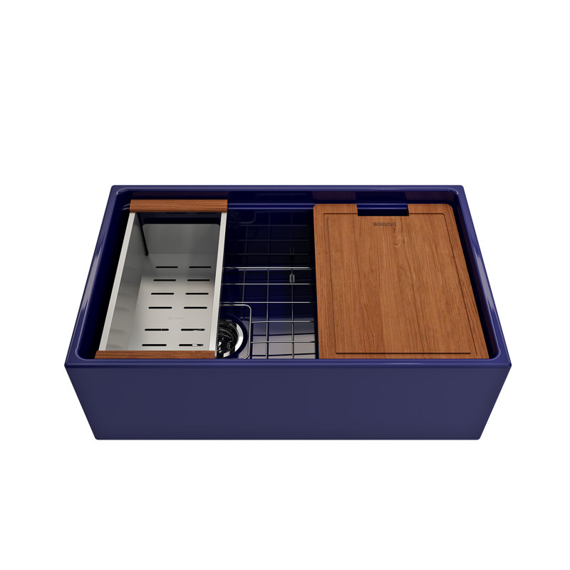 30'' L Single Basin Kitchen Sink, Sapphire Blue