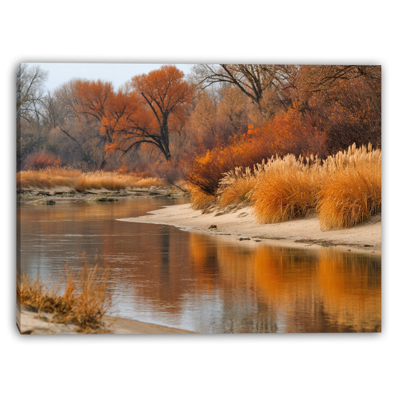 «Autumn Reflection Bend», art mural sur toile tendue, H 16 po x l 24 po