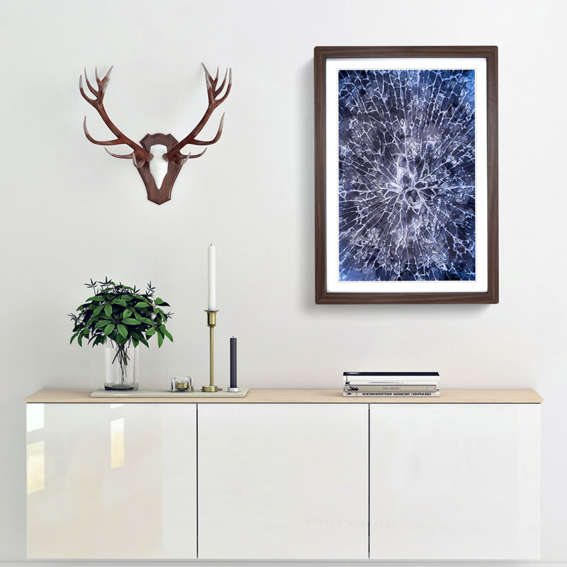 Cracked Moment in Abstract - Picture Frame Graphic Art Print, 36cm H x 27cm W x 2cm D, Walnut Framed
