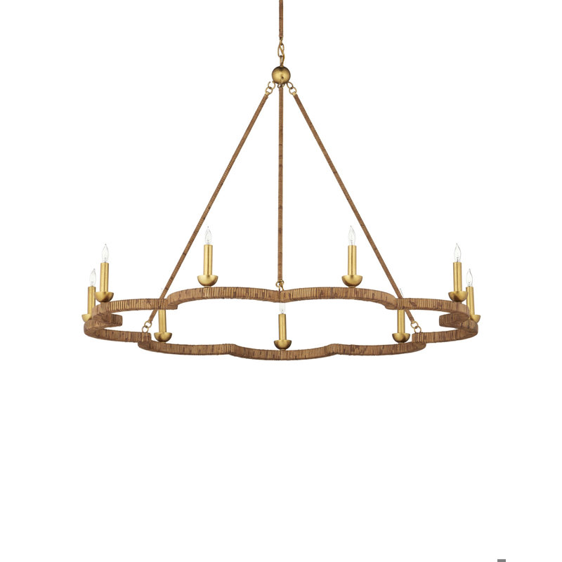 Savoie 9 - Light Wrought Iron/Rattan Chandelier by Suzanne Dui