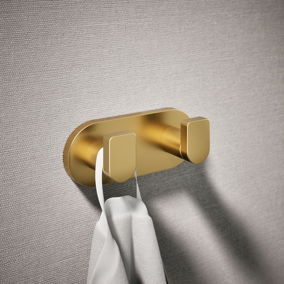 Composed Wall-Mounted Double Robe Hook, Brushed Gold