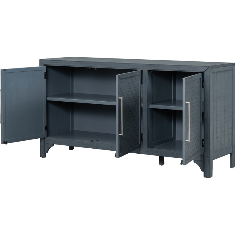 Buffet d'entrée Ustyle en bleu marine. + Placage de pin, espace de rangement spacieux, armoire de rangement bleu marine à tablette réglable. Fabrication robuste, tablettes pour la maison